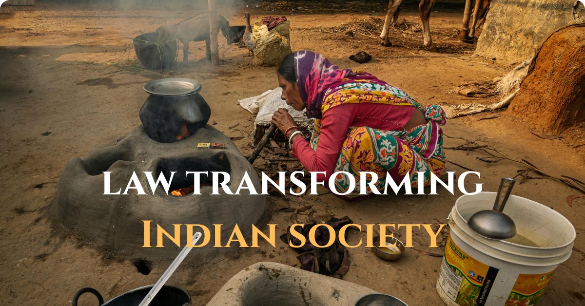 Illustration of law transforming Indian society through landmark court judgments
